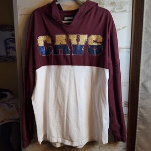 Maroon and White CAVS Hoodie Womans Sz Large Bling